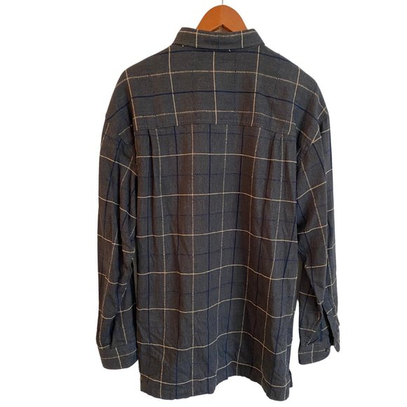 CHAPS Ralph Lauren Grey Flannel Shirt with Yellow & Blue Stripe - Picture 2 of 6